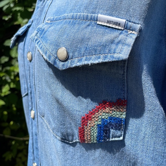 MOTHER | All my ex's embroidered denim shirt (Surf Girl School) - Picture 8 of 16